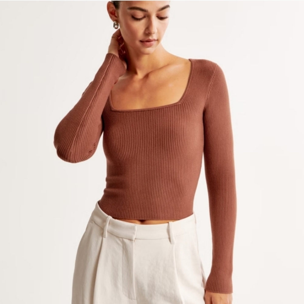 Abercrombie Long Sleeve Ottoman Square Neck Top